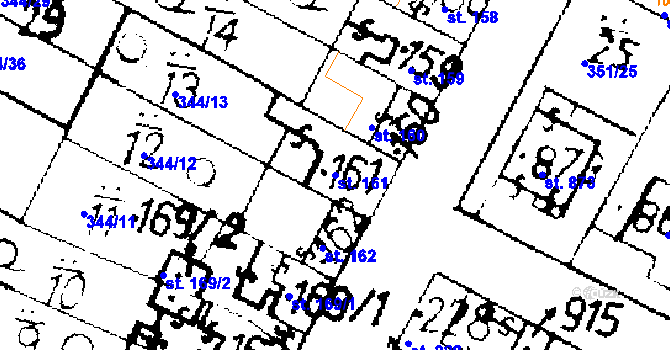 Parcela st. 161 v KÚ Podlusky, Katastrální mapa