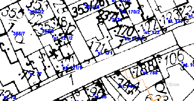 Parcela st. 171 v KÚ Podlusky, Katastrální mapa