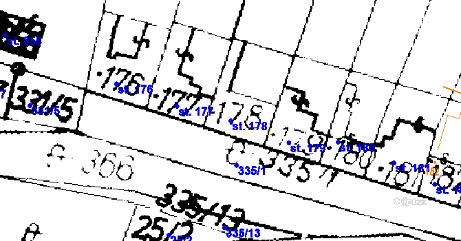 Parcela st. 178 v KÚ Podlusky, Katastrální mapa