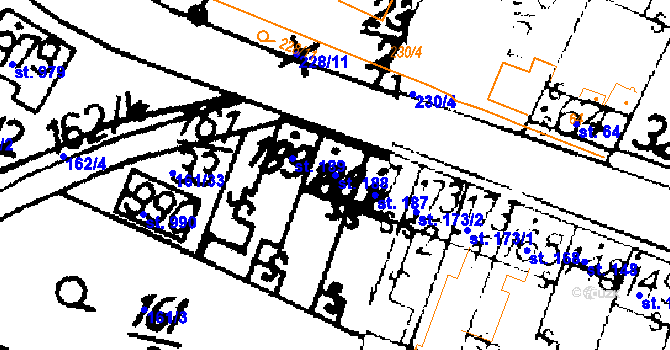 Parcela st. 188 v KÚ Podlusky, Katastrální mapa