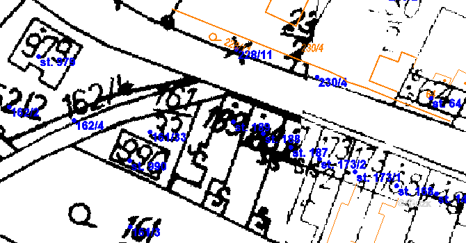 Parcela st. 189 v KÚ Podlusky, Katastrální mapa