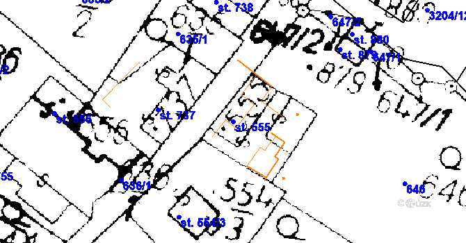 Parcela st. 555 v KÚ Podlusky, Katastrální mapa