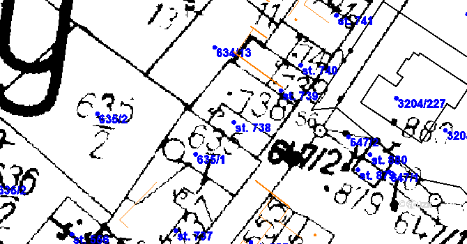 Parcela st. 738 v KÚ Podlusky, Katastrální mapa