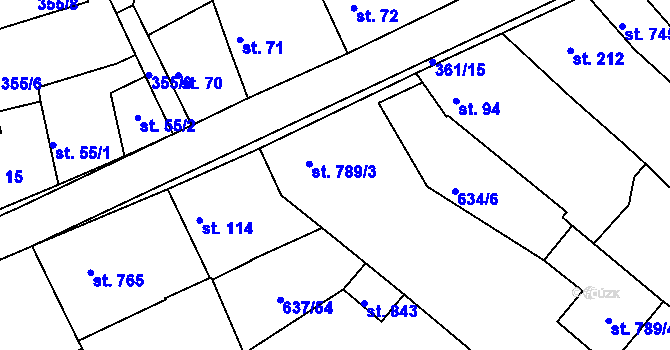 Parcela st. 789 v KÚ Podlusky, Katastrální mapa