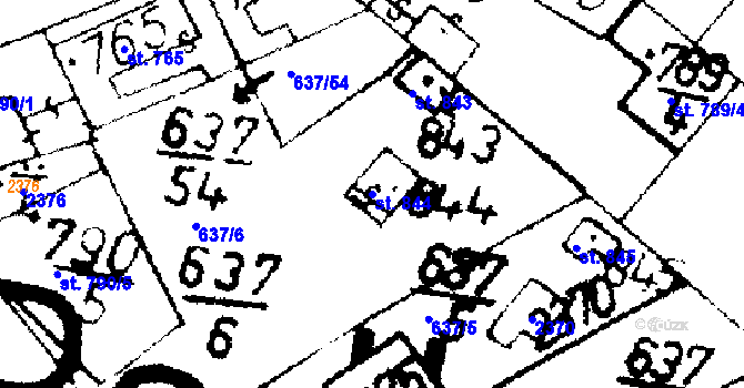 Parcela st. 844 v KÚ Podlusky, Katastrální mapa