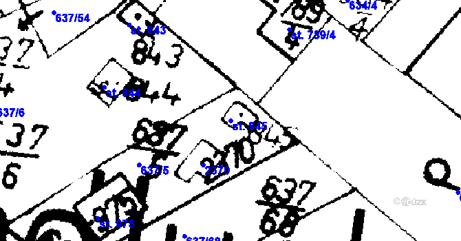 Parcela st. 845 v KÚ Podlusky, Katastrální mapa