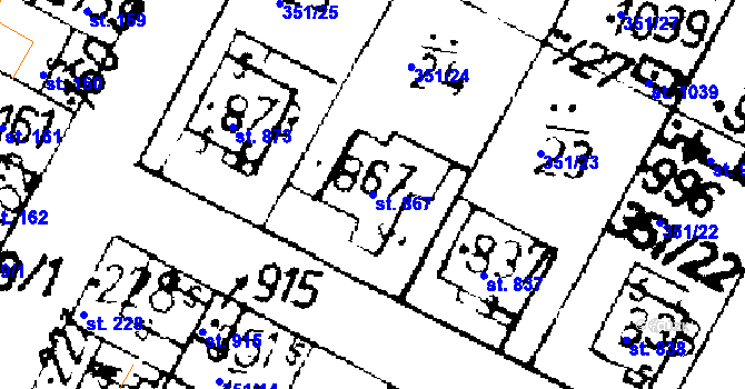 Parcela st. 867 v KÚ Podlusky, Katastrální mapa
