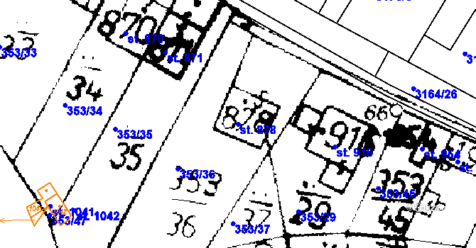 Parcela st. 878 v KÚ Podlusky, Katastrální mapa