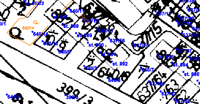 Parcela st. 891 v KÚ Podlusky, Katastrální mapa