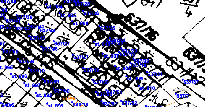 Parcela st. 907 v KÚ Podlusky, Katastrální mapa