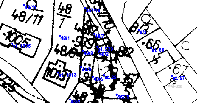 Parcela st. 48/2 v KÚ Podlusky, Katastrální mapa