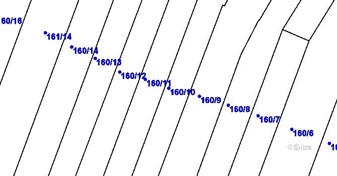 Parcela st. 160/10 v KÚ Podlusky, Katastrální mapa