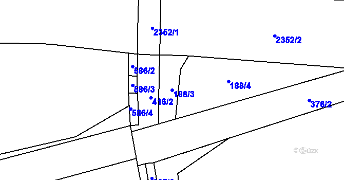 Parcela st. 188/3 v KÚ Podlusky, Katastrální mapa