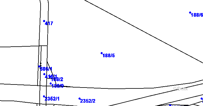 Parcela st. 188/5 v KÚ Podlusky, Katastrální mapa