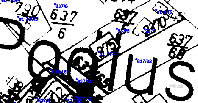 Parcela st. 975 v KÚ Podlusky, Katastrální mapa