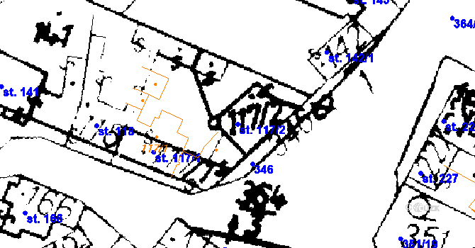 Parcela st. 117/2 v KÚ Podlusky, Katastrální mapa