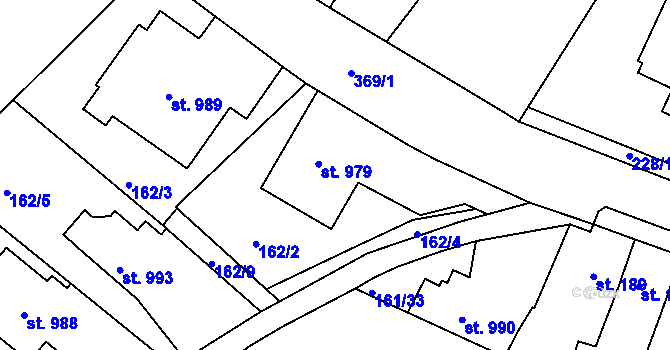 Parcela st. 979 v KÚ Podlusky, Katastrální mapa