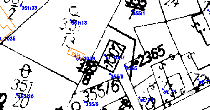 Parcela st. 1007 v KÚ Podlusky, Katastrální mapa
