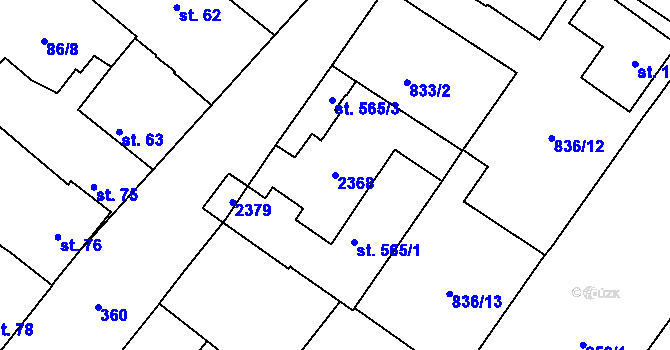 Parcela st. 2368 v KÚ Podlusky, Katastrální mapa
