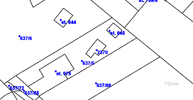 Parcela st. 2370 v KÚ Podlusky, Katastrální mapa