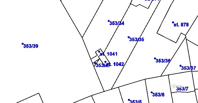 Parcela st. 1041 v KÚ Podlusky, Katastrální mapa