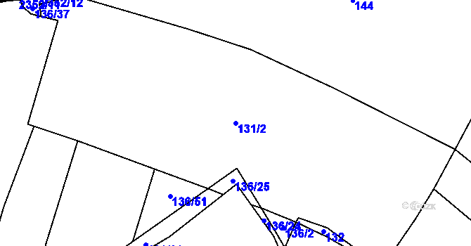 Parcela st. 131/2 v KÚ Podlusky, Katastrální mapa