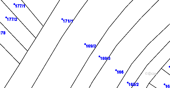 Parcela st. 169/2 v KÚ Podlusky, Katastrální mapa