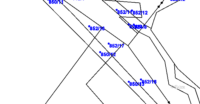 Parcela st. 850/12 v KÚ Podlusky, Katastrální mapa