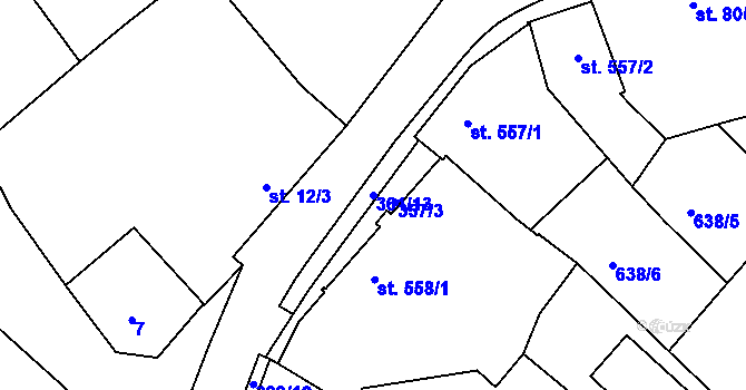 Parcela st. 361/13 v KÚ Podlusky, Katastrální mapa