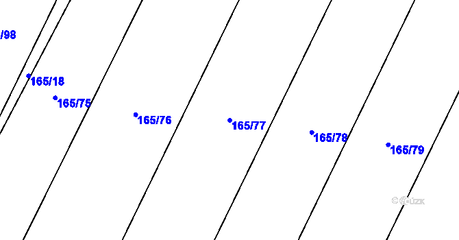 Parcela st. 165/77 v KÚ Kostelec nad Ohří, Katastrální mapa