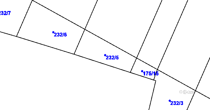 Parcela st. 232/5 v KÚ Kostelec nad Ohří, Katastrální mapa