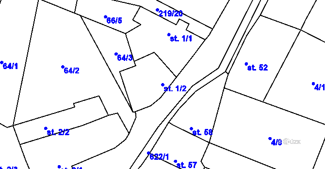 Parcela st. 1/2 v KÚ Roudníček, Katastrální mapa