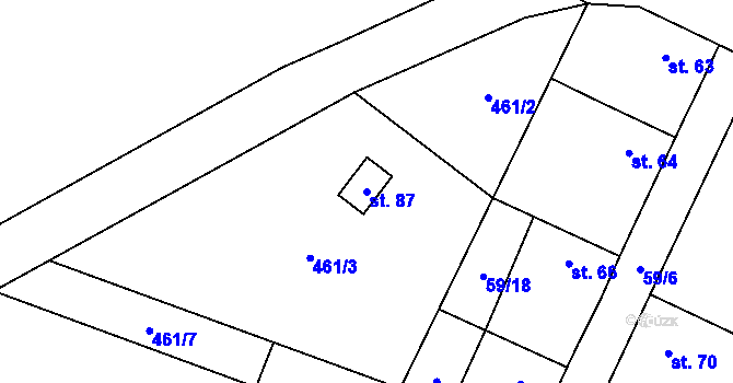 Parcela st. 87 v KÚ Roudníček, Katastrální mapa