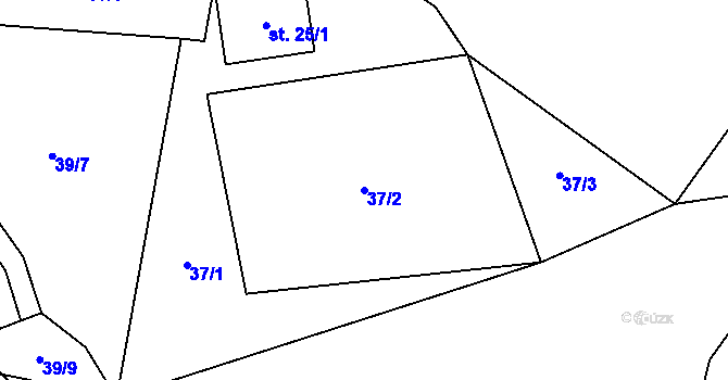 Parcela st. 37/2 v KÚ Roudníček, Katastrální mapa