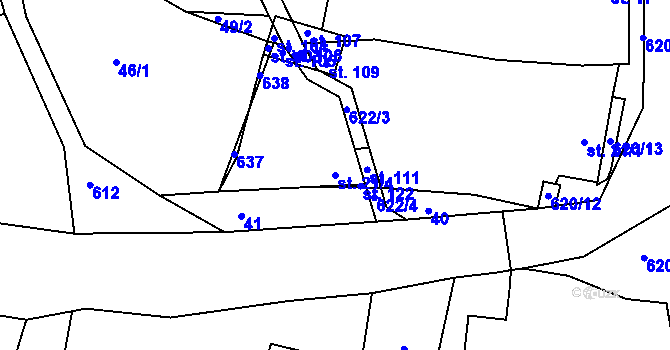 Parcela st. 21/4 v KÚ Roudníček, Katastrální mapa