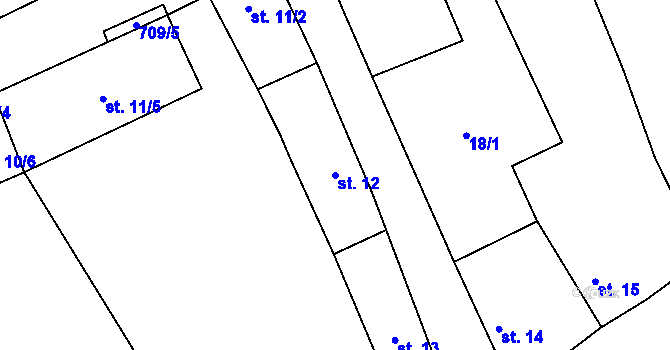 Parcela st. 12 v KÚ Vrbka u Roudníčku, Katastrální mapa