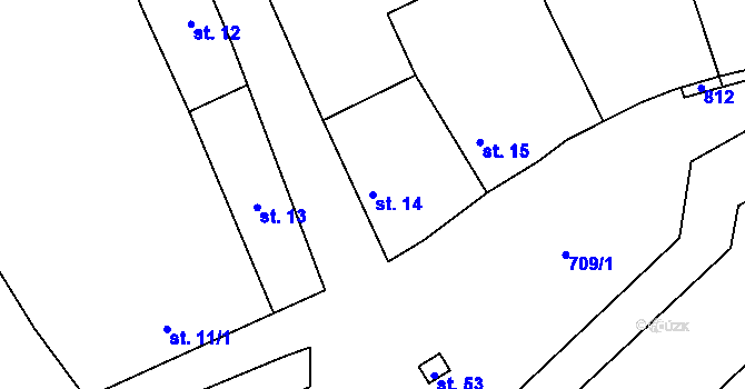 Parcela st. 14 v KÚ Vrbka u Roudníčku, Katastrální mapa