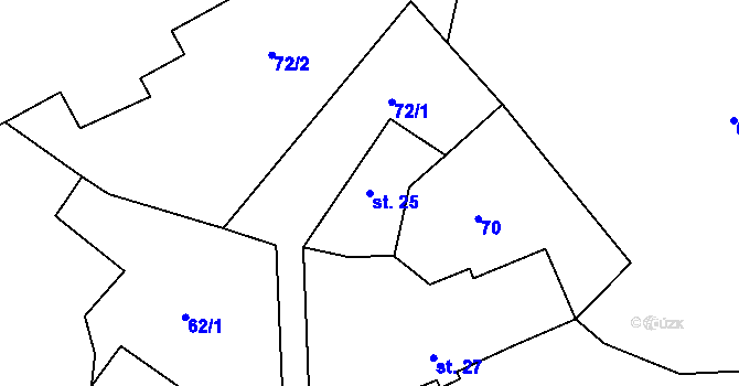 Parcela st. 25 v KÚ Vrbka u Roudníčku, Katastrální mapa
