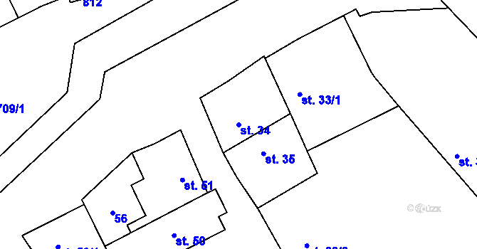 Parcela st. 34 v KÚ Vrbka u Roudníčku, Katastrální mapa
