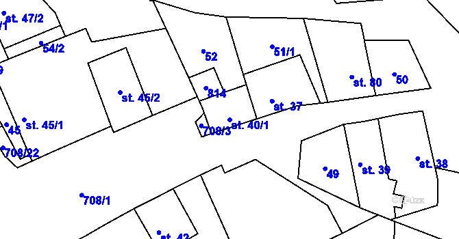 Parcela st. 40/1 v KÚ Vrbka u Roudníčku, Katastrální mapa