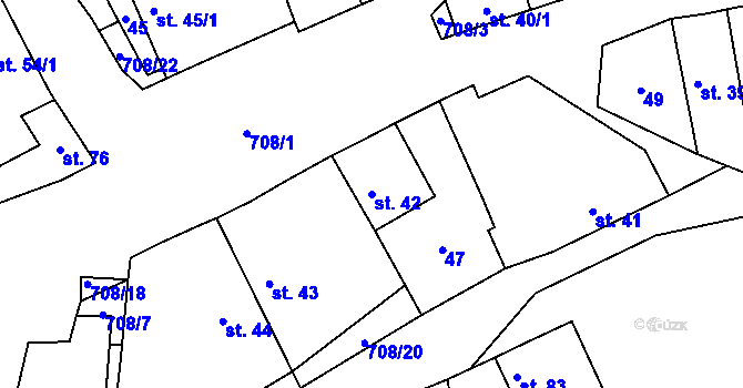 Parcela st. 42 v KÚ Vrbka u Roudníčku, Katastrální mapa