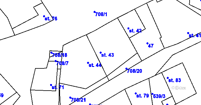 Parcela st. 43 v KÚ Vrbka u Roudníčku, Katastrální mapa