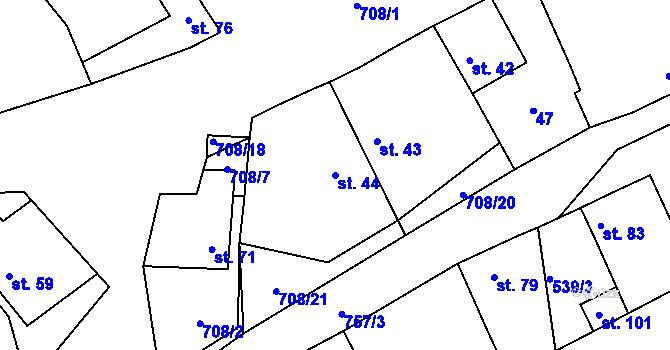 Parcela st. 44 v KÚ Vrbka u Roudníčku, Katastrální mapa