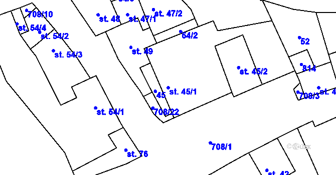 Parcela st. 45/1 v KÚ Vrbka u Roudníčku, Katastrální mapa