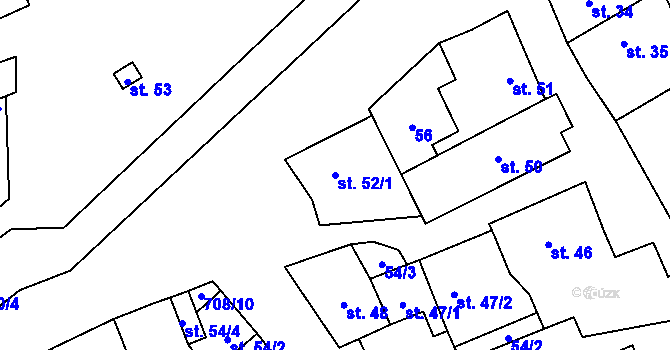 Parcela st. 52/1 v KÚ Vrbka u Roudníčku, Katastrální mapa