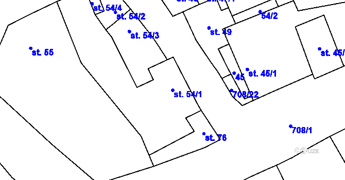 Parcela st. 54/1 v KÚ Vrbka u Roudníčku, Katastrální mapa