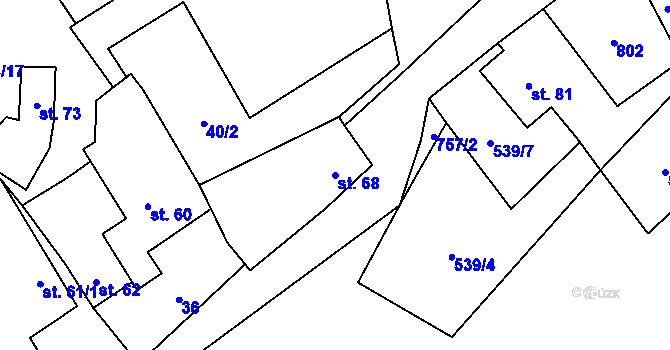 Parcela st. 68 v KÚ Vrbka u Roudníčku, Katastrální mapa