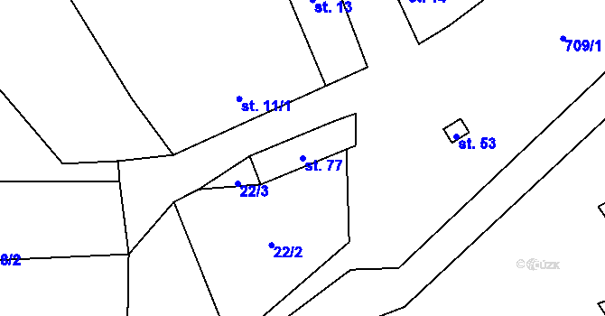 Parcela st. 77 v KÚ Vrbka u Roudníčku, Katastrální mapa