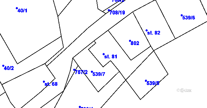 Parcela st. 81 v KÚ Vrbka u Roudníčku, Katastrální mapa
