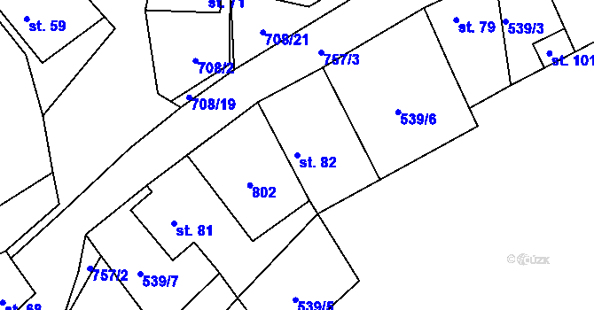 Parcela st. 82 v KÚ Vrbka u Roudníčku, Katastrální mapa